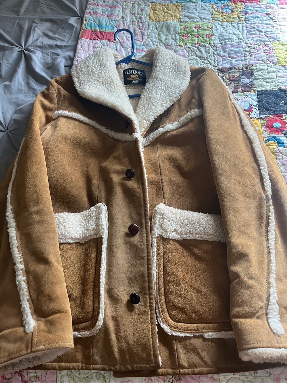 Sears Brown Suede Shearling-Lined Men's Coat